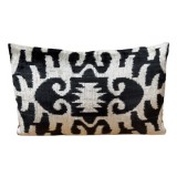 VELVET IKAT PILLOW COVER BLACK SILVER Q1 - UNIQUE IKATS